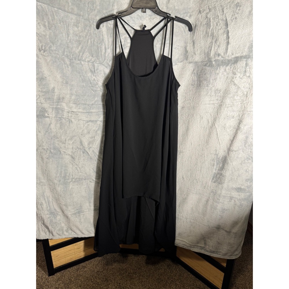 Black Multi Strap Racerback High low high neck Maxi Dress Womens Large